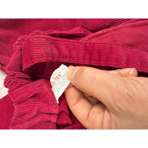 Vintage Healthtex Corduroy Overalls Toddler Girl 24mo Magenta Flower Embroidery - Picture 5 of 6